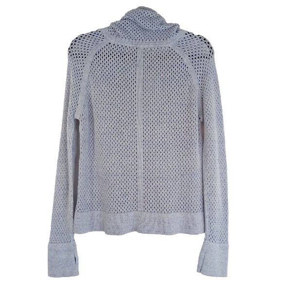 Prana Womens Sweater Size M Organic Cotton Pullover Open Knit Funnel Neck Blue - Picture 2 of 7